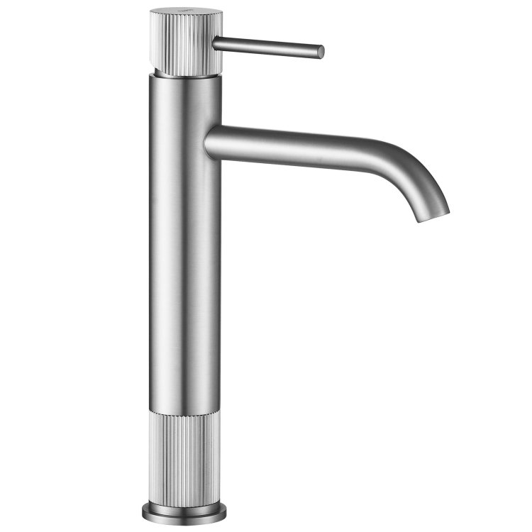 смеситель для умывальника Rea Lungo Stripe высокий, brushed nickel (REA-B8053)