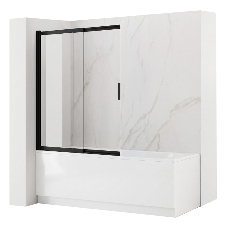штора для ванни Rea Dario 120x140 black скло прозоре (REA-W7887)