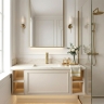 смеситель для умывальника Rea Lungo Stripe низкий, brushed gold (REA-B8050)