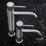 смеситель для умывальника Rea Lungo Stripe низкий, brushed nickel (REA-B8052)