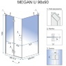 душова кабіна Rea Megan 90x90 безпечне скло, прозоре (REA-K8547)
