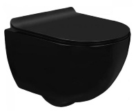 унитаз Rea Carlo подвесной, черный глянцевый + сиденье дюропласт soft-cloth (REA-C8405G) уценка