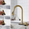смеситель для кухни Rea Conor с выдвижным изливом, gold brush (REA-B6312)