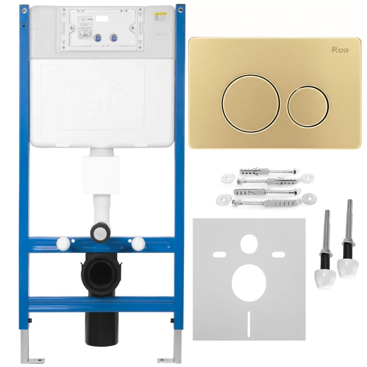 інсталяційна система Rea для унітазу + кнопка I brush gold (KPL-E9563)