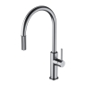 смеситель для кухни Omnires Switch на две воды с выдвижным изливом, brushed nickel (SW9059NI)