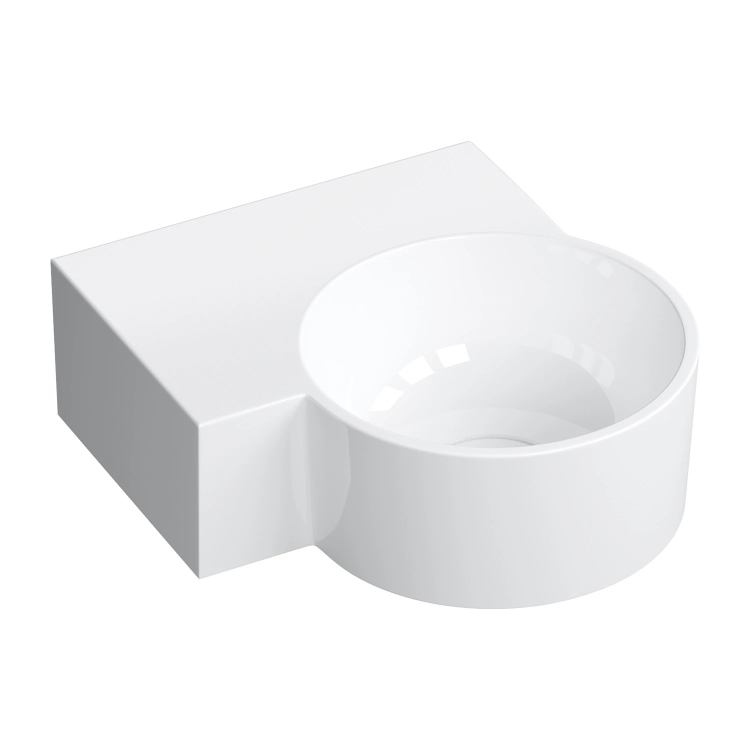 умывальник Omnires Ovo M+ 34,5х33,5 угловой, левый, gloss white (OVO335UWLBP)