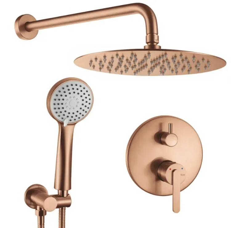 душова система Rea Ontario прихованого монтажу, brushed copper + box (REA-P5650)