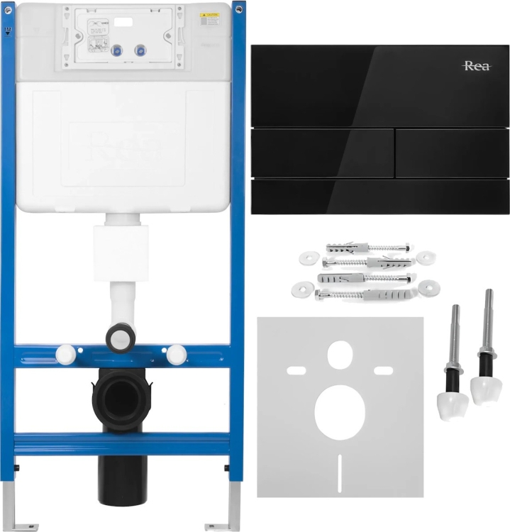 інсталяційна система Rea для унітазу + кнопка T black glass (KPL-E0051)