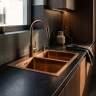 кухонная мойка Rea Toby 56x48 с сифоном brush copper (ZLE-06416)