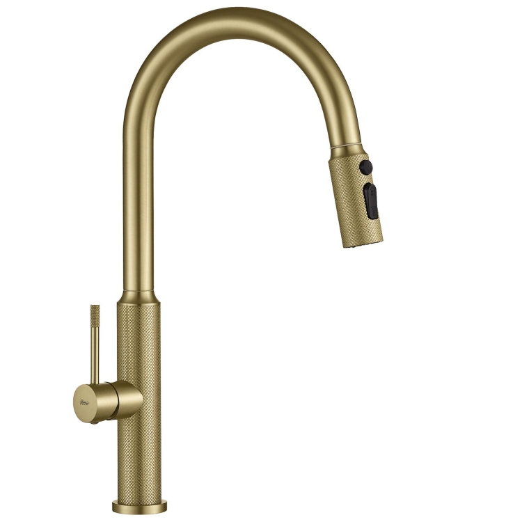 змішувач для кухні Rea Master з висувним виливом brushed gold (REA-B7204)