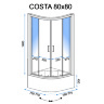 душова кабіна Rea Costa 80x80 безпечне скло, графіт (REA-K8902)