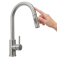 смеситель для кухни Rea Fresh Touch сенсорный с выдвижным изливом brushed nickel (REA-B6735)