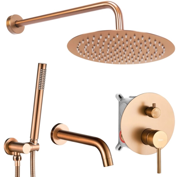 душовий комплект прихованого монтажу Rea Lungo copper brush + box (REA-P8810)