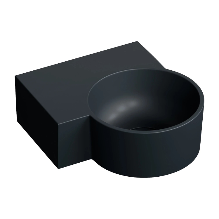 умывальник Omnires Ovo M+ 34,5х33,5 угловой, левый, matt black lava (OVO335UWLBLV)