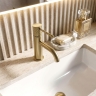 змішувач для умивальника Rea Lungo Diamond Low brushed gold (REA-B9843)