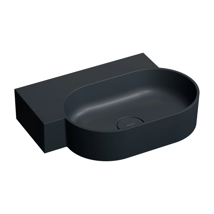 умывальник Omnires Ovo M+ 55,5x38,5 угловой, левый, matt black lava (OVO555UWLBLV)