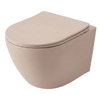 унитаз Rea Carlo Mini 49x36,5 подвесной безободковый смыв торнадо, сиденье, mocca matt (REA-C4599)