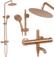 душовий гарнітур Rea Lungo brush copper, з термостатом (REA-P8807)