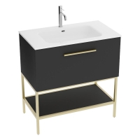 тумбочка с умывальником Lavita Boston 80 напольная, black mat (5900378345565)
