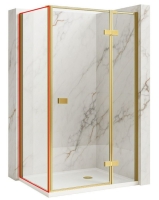 душова стінка Rea Atlas 80 безпечне скло, прозоре, gold brush (REA-K4335)