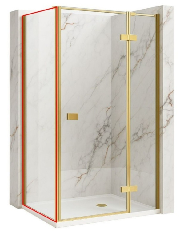 душова стінка Rea Atlas 80 безпечне скло, прозоре, gold brush (REA-K4335)