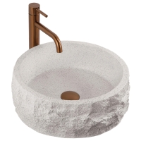 умывальник Rea Alice Moon 39x39 матовый, бежевый, имитация камня (REA-U3501)