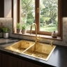 кухонная мойка Rea Toby 56x48 с сифоном brush gold (ZLE-06415)