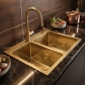 кухонная мойка Rea Toby 56x48 с сифоном brush gold (ZLE-06415)