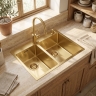кухонная мойка Rea Toby 56x48 с сифоном brush gold (ZLE-06415)