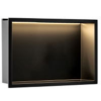 полиця для ванної кімнати Rea 30x45x10 вбудована в стіну з LED підсвічуванням black (REA-08546)