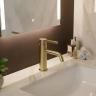 смеситель для умывальника Rea Foster низкий, brushed gold (REA-B6444)