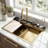 кухонна мийка Rea Alonzo 75x46 багатофункціональна з сифоном brush gold (ZLE-06419)