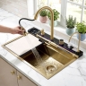 кухонна мийка Rea Alonzo 75x46 багатофункціональна з сифоном brush gold (ZLE-06419)