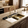 кухонна мийка Rea Alonzo 75x46 багатофункціональна з сифоном brush gold (ZLE-06419)