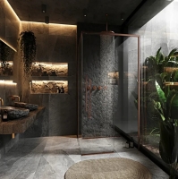 душевая кабина Rea Solar 80x100x190 безопасное стекло, прозрачное, copper brush (REA-K9513)