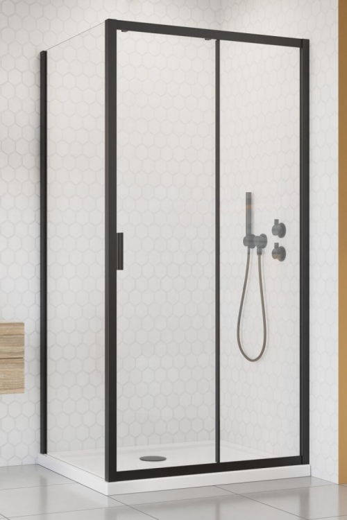 збоку стінка Radaway Alienta Black S 90х190 прозоре скло (10270090-54-01)