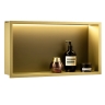 полиця для ванної кімнати Rea 30x60x10 вбудована в стіну з LED підсвічуванням brush gold (REA-08543)