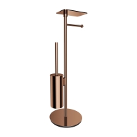 бумагодержатель с полкой и щеткой Omnires Modern Project отдельностоящий, polished copper (MP60820CP)