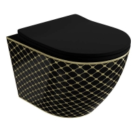 унитаз Lavita Sofi Slim Black Night подвесной, с сиденьем, черный/золото (5900378335450)
