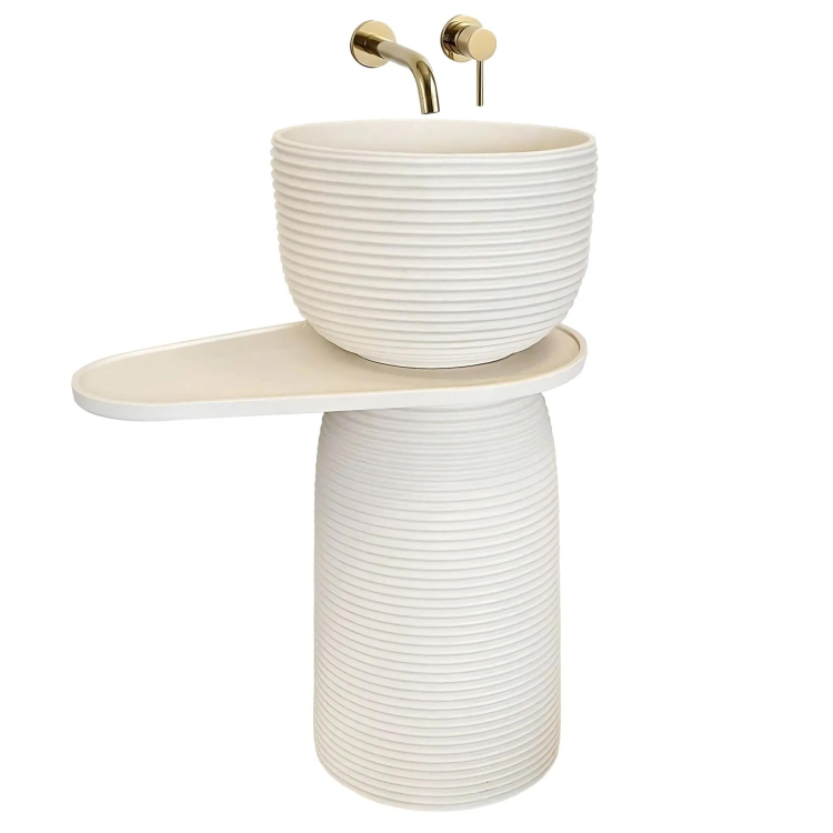 умивальник Rea Azalia 65,5x39,5 матовий, бежевий, імітація каменю (REA-U3506)