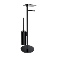 бумагодержатель с полкой и щеткой Omnires Modern Project отдельностоящий, matt black (MP60820BL)