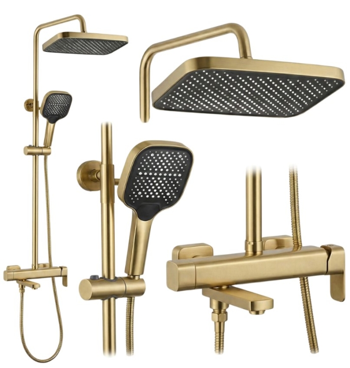 душевая система для ванны и душа Rea Arlo brush gold (REA-P7441)