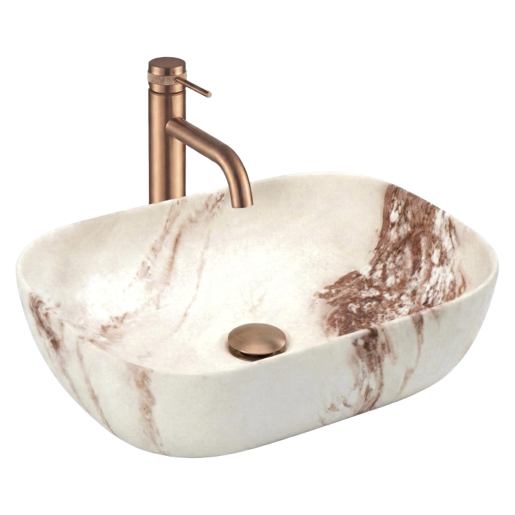 умивальник Rea Belinda Marrone Matt 46,5x33 матовий, імітація каменю (REA-U3600)