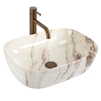 умивальник Rea Belinda Marrone Shiny 46,5x33 глянсовий, імітація каменю (REA-U3601)