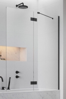 штора для ванны Radaway Essenza New Black PND II 130x150 левая, безопасное стекло, прозрачное, чёрная (110002130-54-01L)
