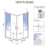 душова кабіна Rea Vento 80x80 безпечне скло, прозоре (REA-K0912)