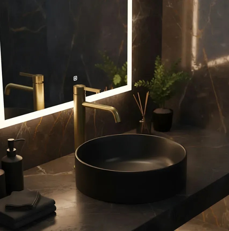 смеситель для умывальника Rea Foster высокий, brushed gold (REA-B6441)