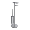 бумагодержатель с полкой и щеткой Omnires Modern Project отдельностоящий, brushed nickel (MP60820NI)