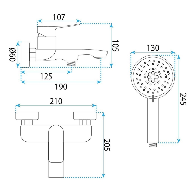 змішувач для ванни та душу Rea Vision gold (REA-B6736)