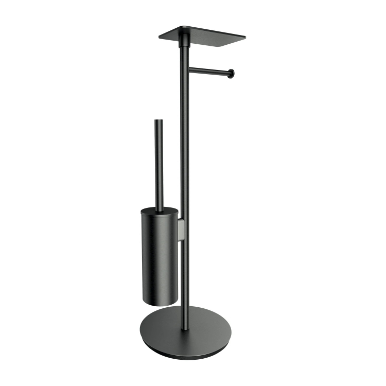 паперотримач з полицею та щіткою Omnires Modern Project окремостоячий, brushed graphite (MP60820GR)
